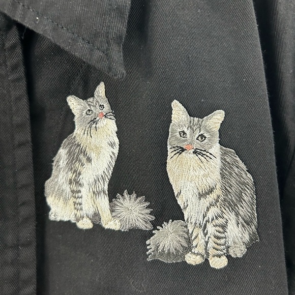 NWT Vintage Tia Designs Cat Applique Button Front Top Size XL Boxy Artsy Casual - Picture 5 of 9